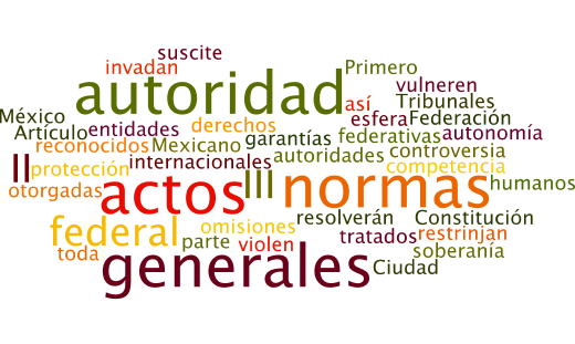 Los tamaños de las palabras van en relación al número de veces que se repite en el texto constitucional.