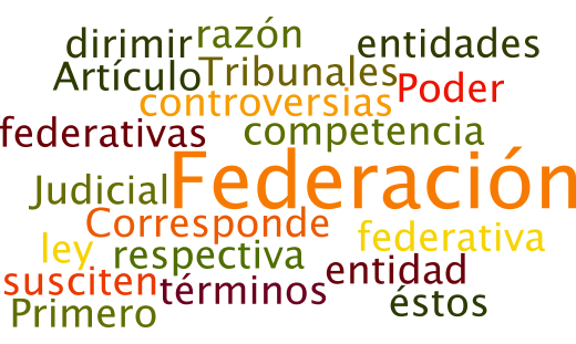 Los tamaños de las palabras van en relación al número de veces que se repite en el texto constitucional.