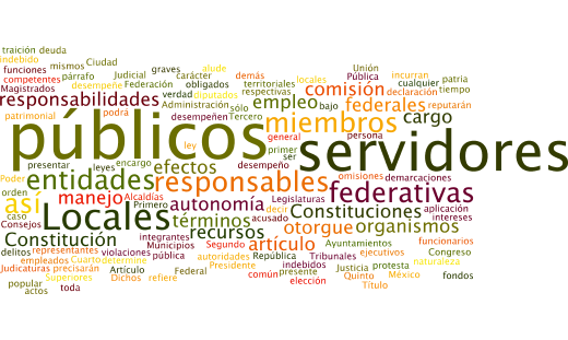 Los tamaños de las palabras van en relación al número de veces que se repite en el texto constitucional.
