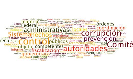 Los tamaños de las palabras van en relación al número de veces que se repite en el texto constitucional.